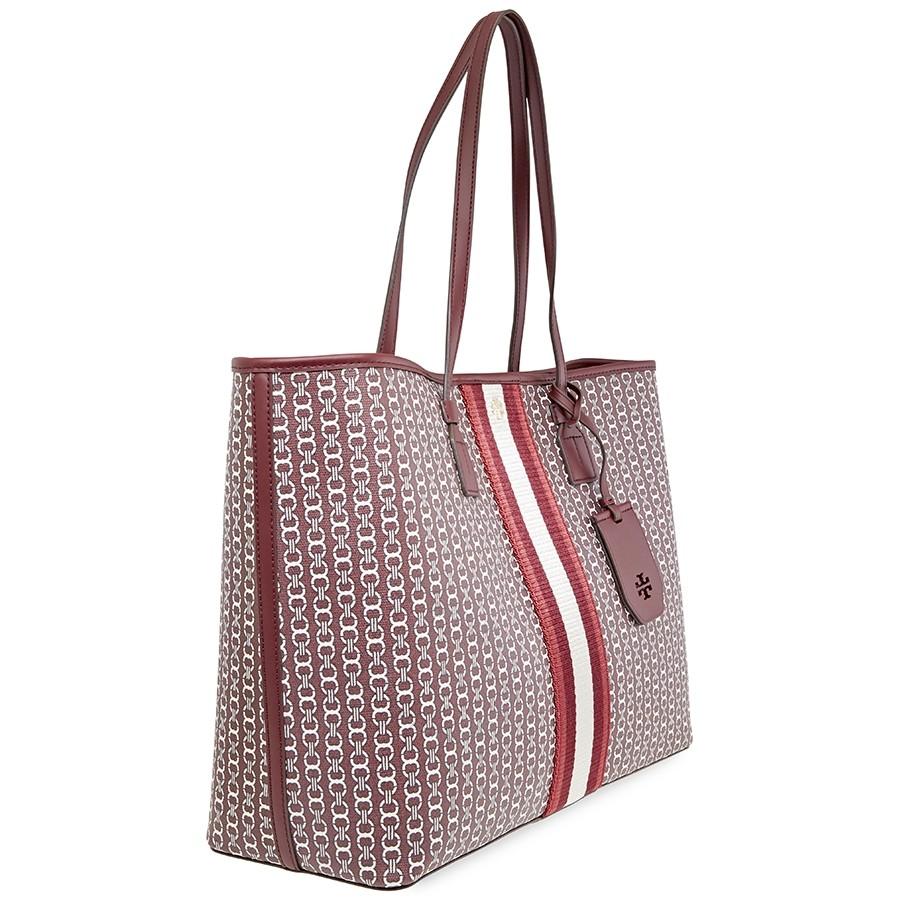 Túi Tote Tory Burch Gemini Link Canvas Tote- Burgundy Gemini Link  Màu Đỏ