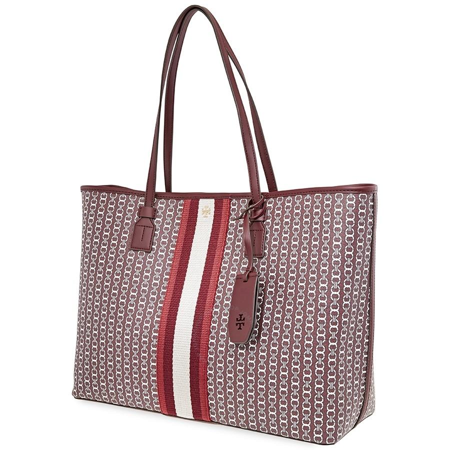 Túi Tote Tory Burch Gemini Link Canvas Tote- Burgundy Gemini Link  Màu Đỏ