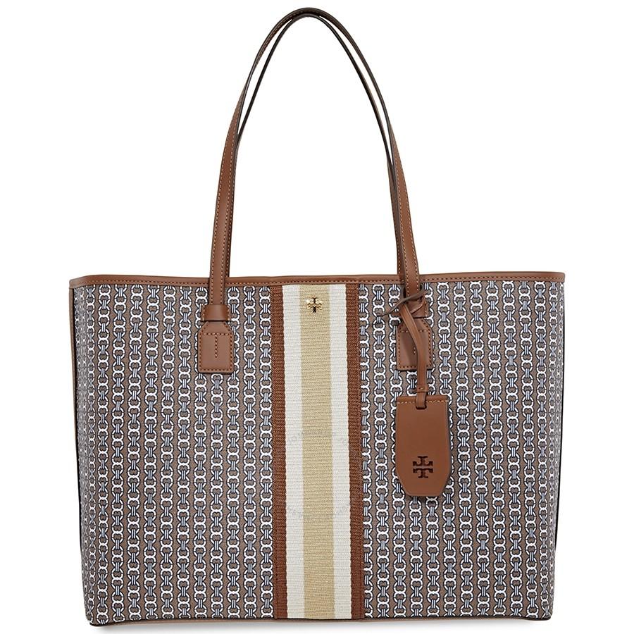 Túi Tote Tory Burch Gemini Link Canvas Tote- Umber Gemini Link  Màu Nâu