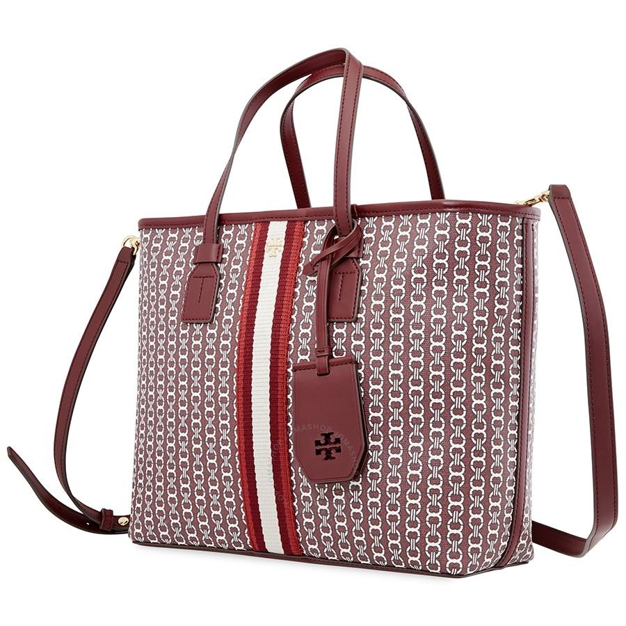 Túi Tote Tory Burch Gemini Link Canvas Small Tote- Royal Burgundy Gemini Link  Màu Đỏ