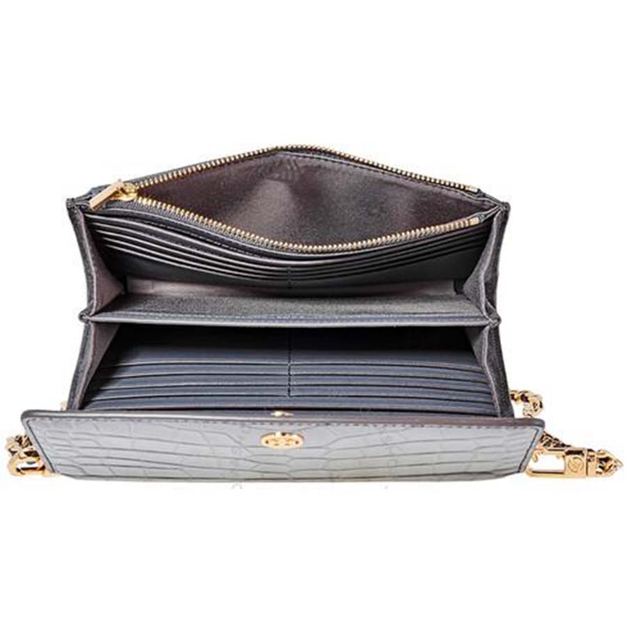 Túi Đeo Chéo Tory Burch Robinson Embossed Chain Wallet Màu Đen