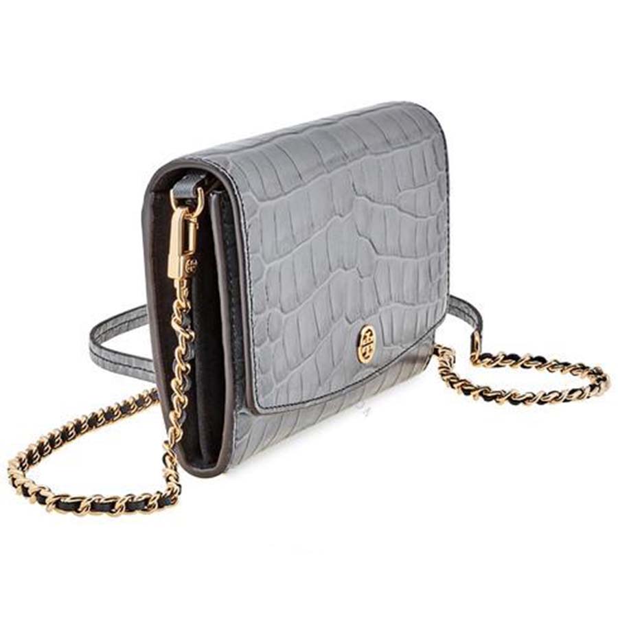 Túi Đeo Chéo Tory Burch Robinson Embossed Chain Wallet Màu Đen