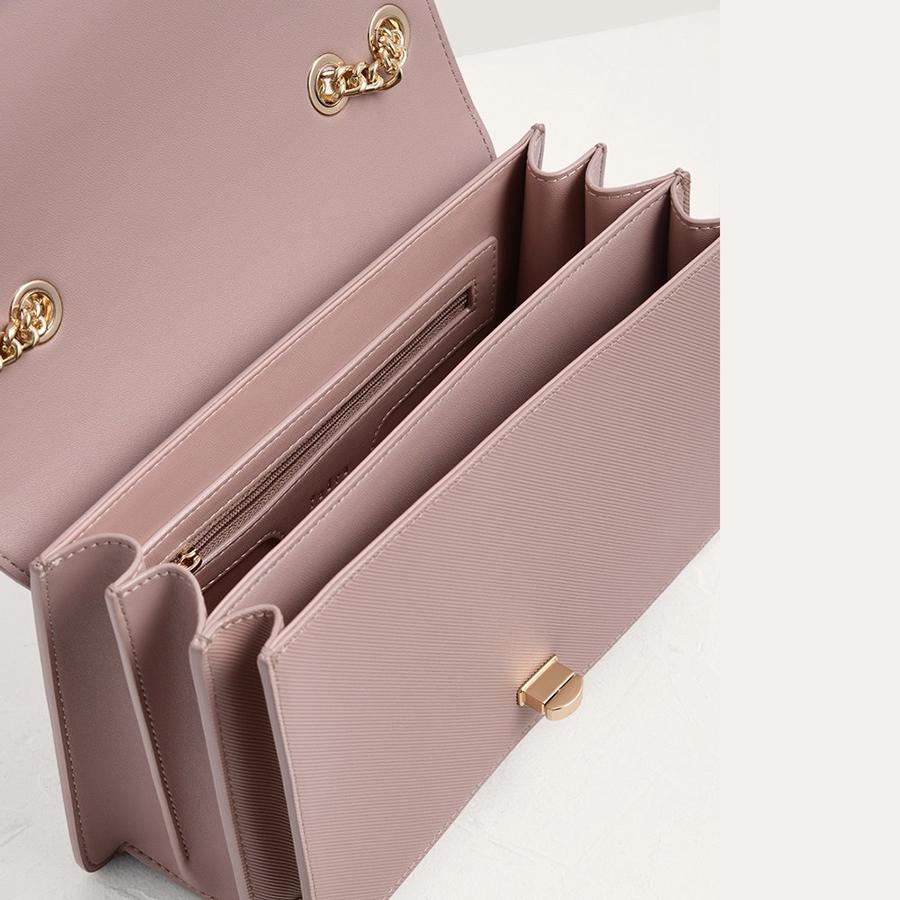 Túi Đeo Vai Pedro Structured Flap Shoulder Bag Màu Tím