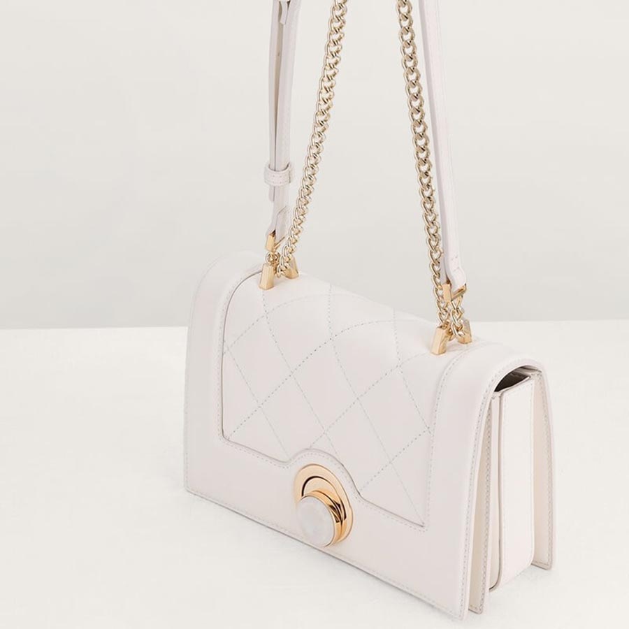 Túi Xách Pedro Quilted Shoulder Bag Màu Trắng