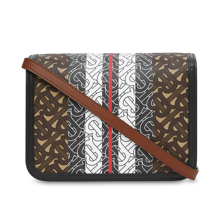 Túi Đeo Chéo Burberry Small Monogram Stripe E-Canvas Tb Bag Màu Nâu