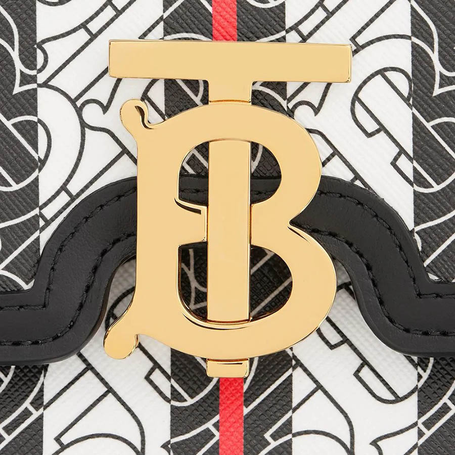 Túi Đeo Chéo Burberry Small Monogram Stripe E-Canvas Tb Bag Màu Nâu