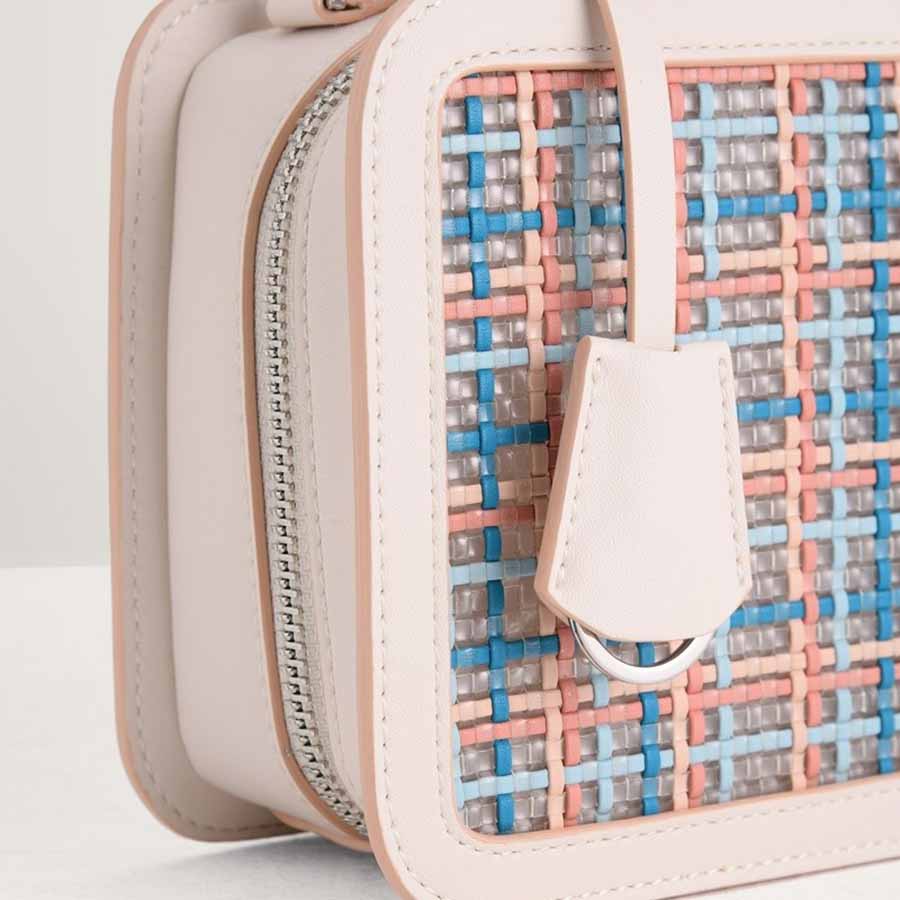 Túi Đeo Chéo Pedro Woven Camera Shoulder Bag Màu Da