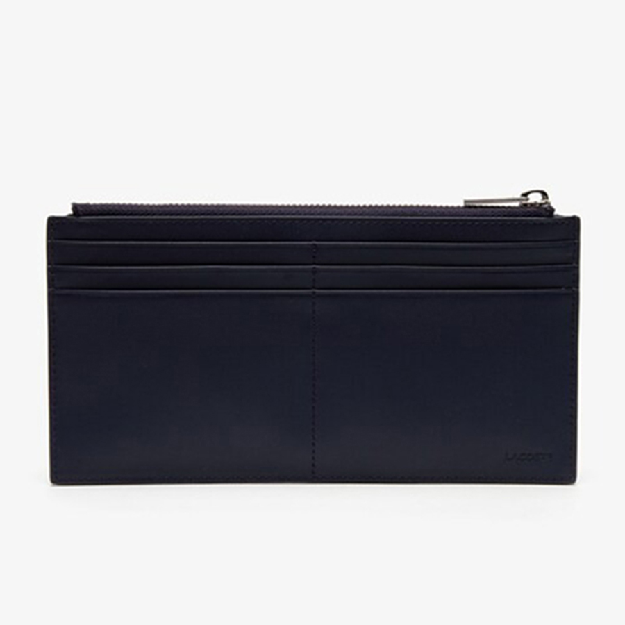 Ví Lacoste Men's Fitzgerald 6 Card Leather Zip Wallet Màu Than