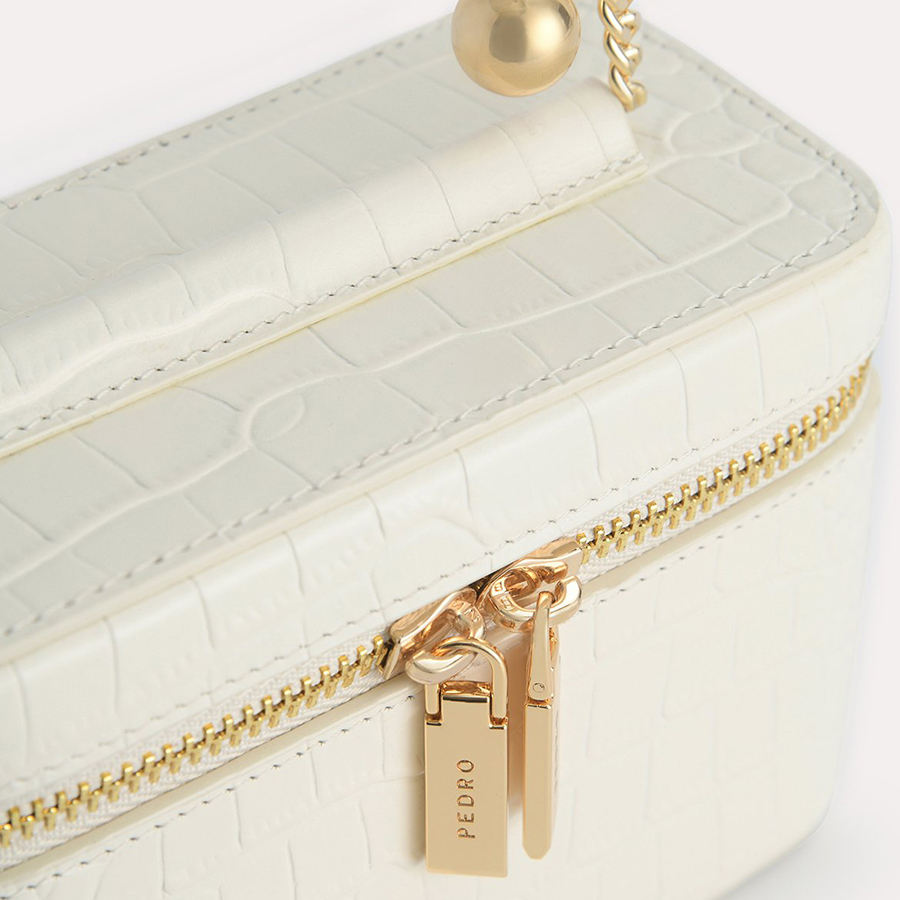 Túi Đeo Chéo Pedro Textured Leather Vanity Case PW4-65940023 Màu Trắng
