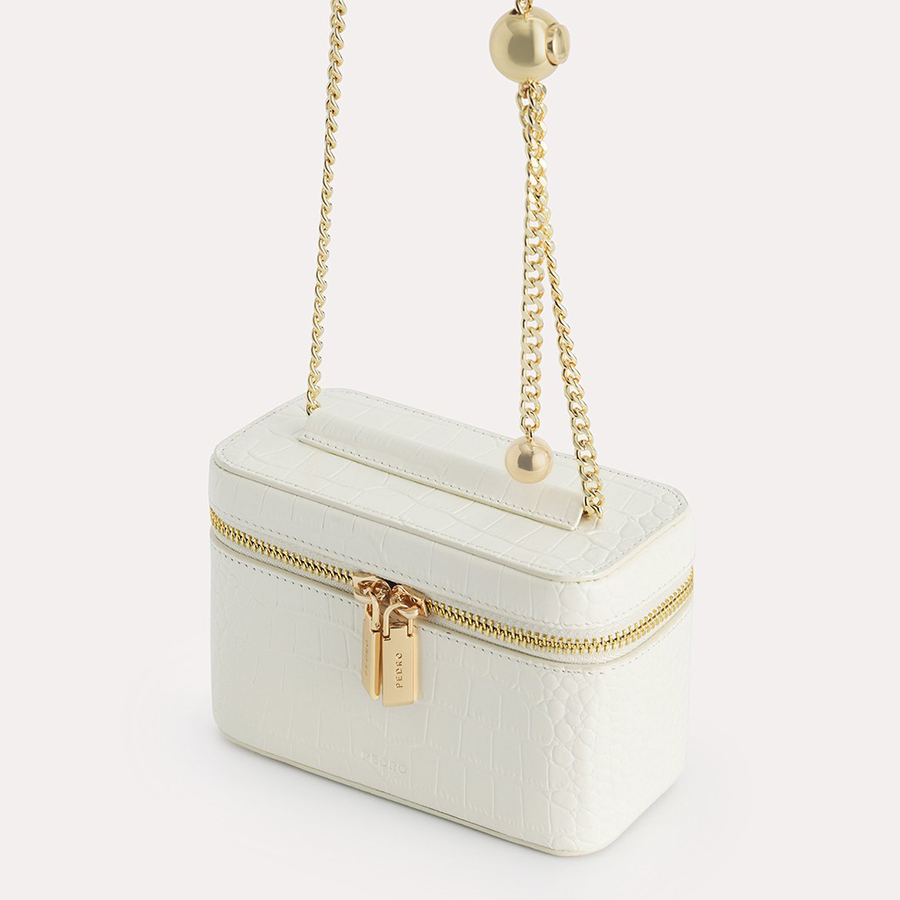 Túi Đeo Chéo Pedro Textured Leather Vanity Case PW4-65940023 Màu Trắng