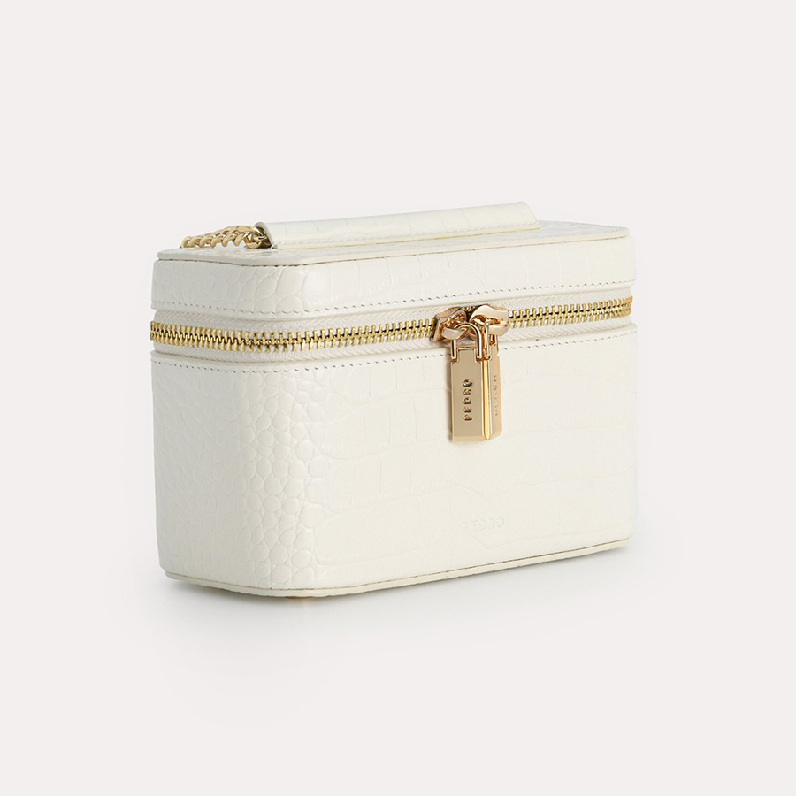 Túi Đeo Chéo Pedro Textured Leather Vanity Case PW4-65940023 Màu Trắng