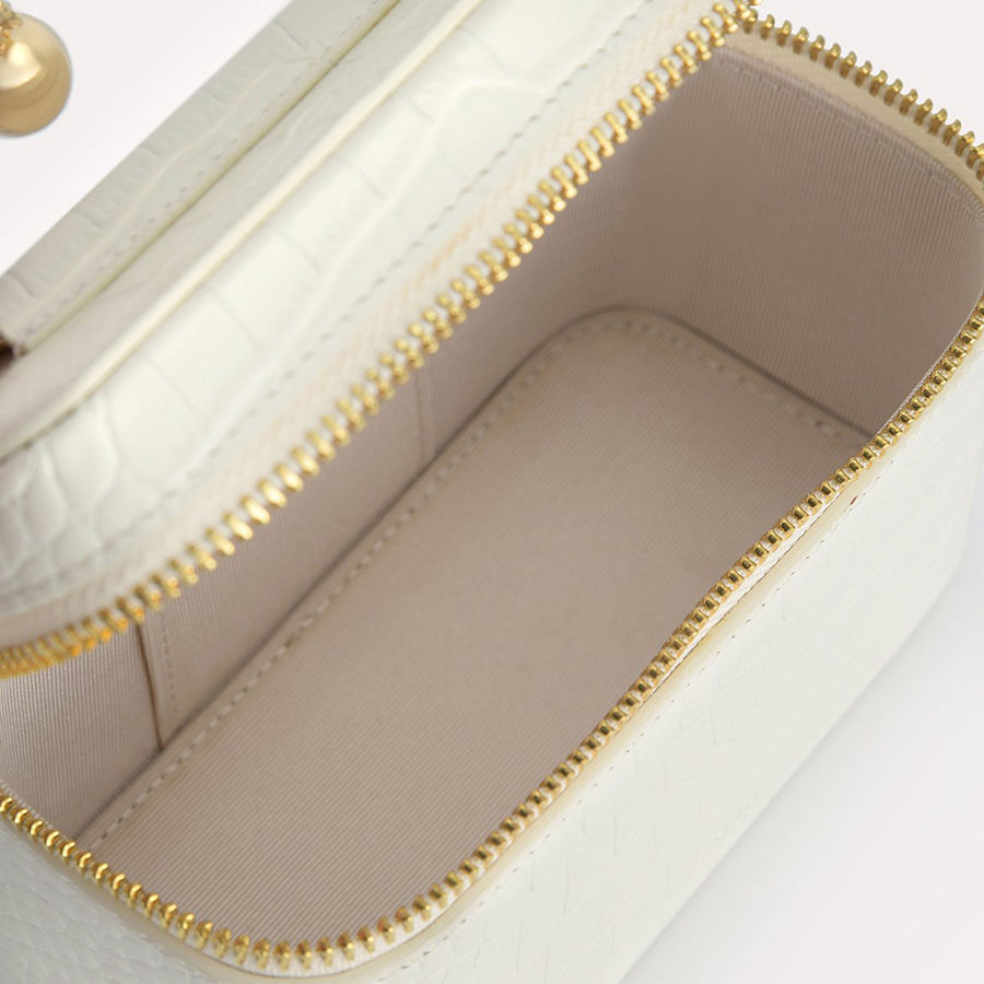 Túi Đeo Chéo Pedro Textured Leather Vanity Case PW4-65940023 Màu Trắng