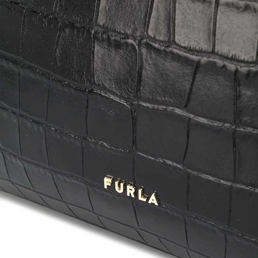 Túi Cầm Tay Furla Lady M Crocodile-Embossed Tote Bag Màu Đen