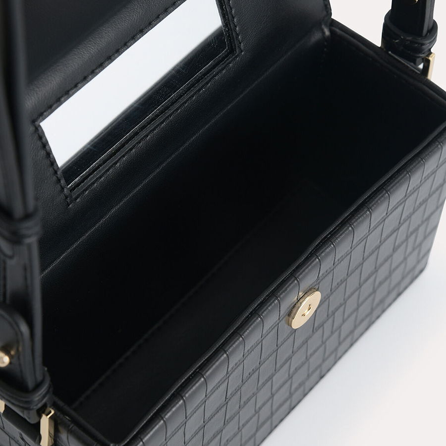 Túi Đeo Vai Pedro Croc-Effect Boxy Shoulder Bag PW2-75210105 Màu Đen