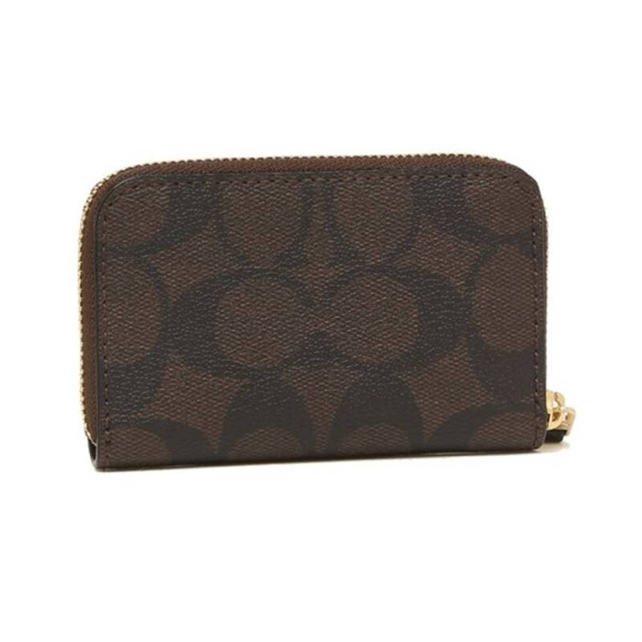 Ví Nữ Coach Zip Around Coin Case In Signature Canvas Màu Nâu
