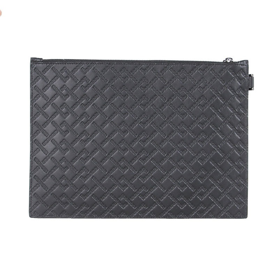 Ví Nam Versace First Line Silver Medusa Head Leather Clutch Large DP85102 DVBRF D41E Màu Đen