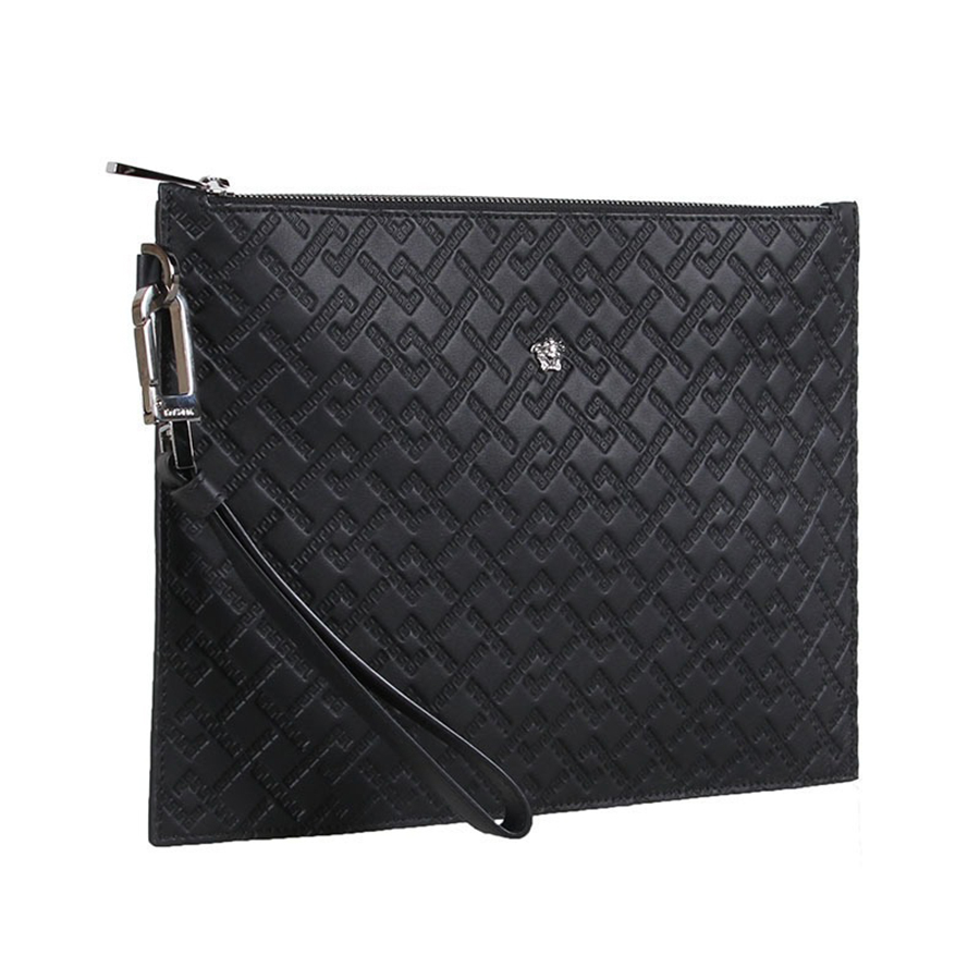 Ví Nam Versace First Line Silver Medusa Head Leather Clutch Large DP85102 DVBRF D41E Màu Đen