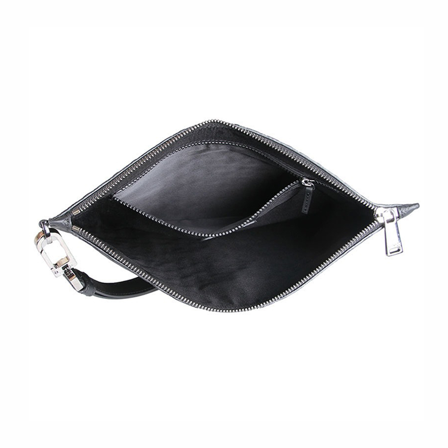 Ví Nam Versace First Line Silver Medusa Head Leather Clutch Large DP85102 DVBRF D41E Màu Đen