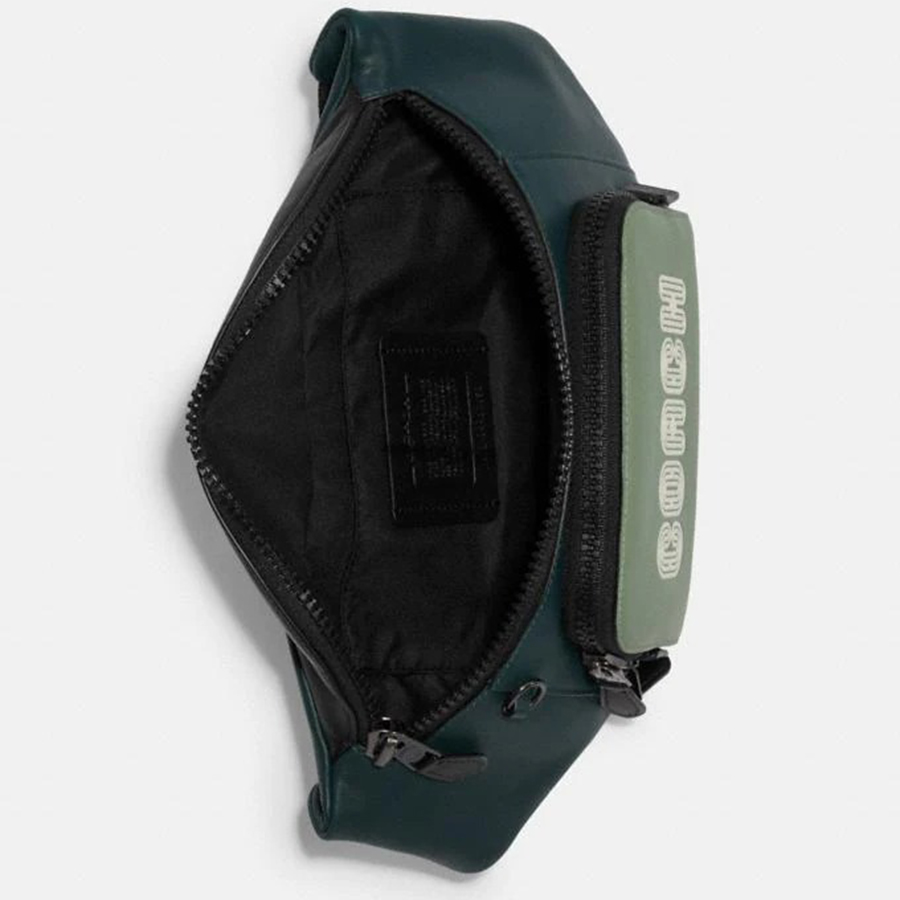 Túi Đeo Hông Nam Coach Track Belt Bag In Colorblock With Coach Patch Màu Xanh