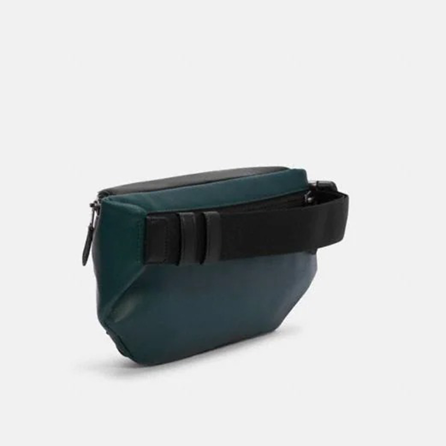 Túi Đeo Hông Nam Coach Track Belt Bag In Colorblock With Coach Patch Màu Xanh