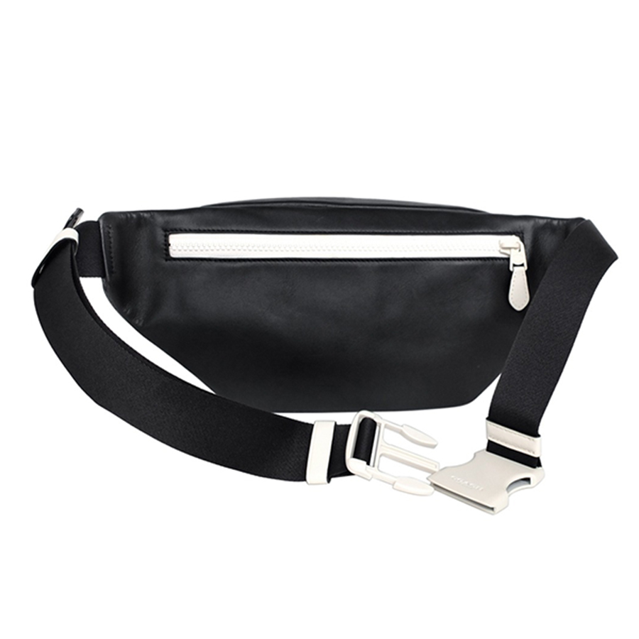 Túi Đeo Chéo Nam Coach C6651 Track Belt Bag In Signature Canvas In Charcoal Chalk Màu Đen Trắng