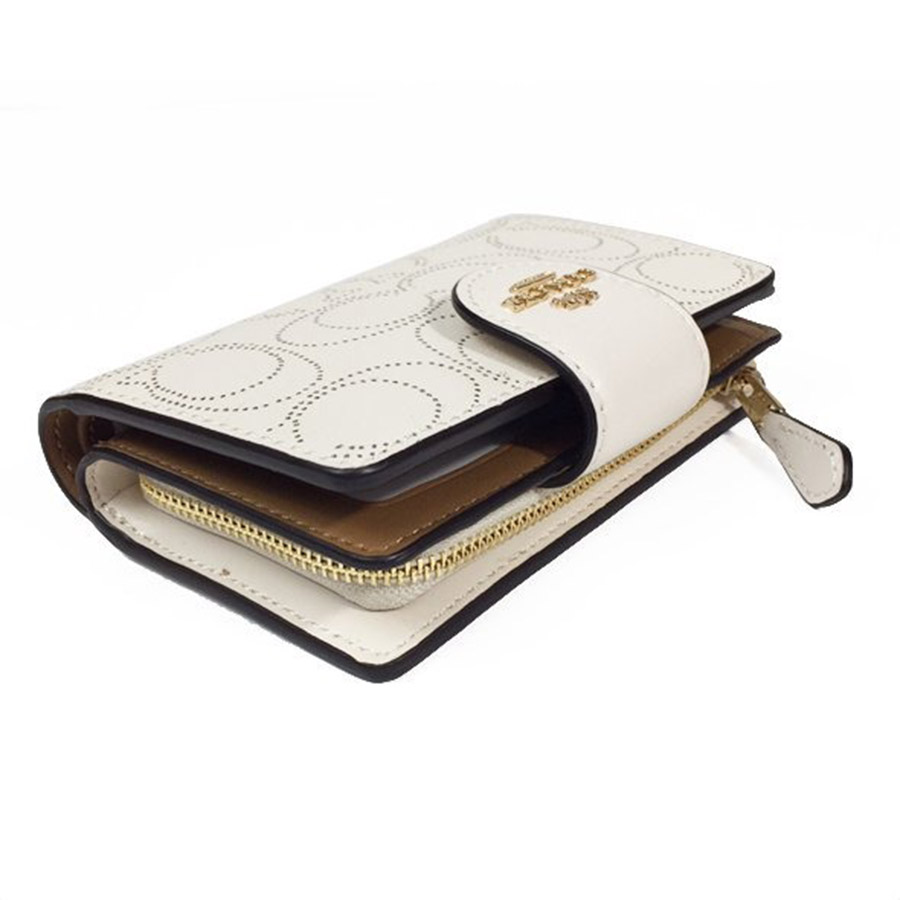 Ví Nữ Coach Medium Corner Zip Wallet In Signature Leather C4768 Màu Trắng