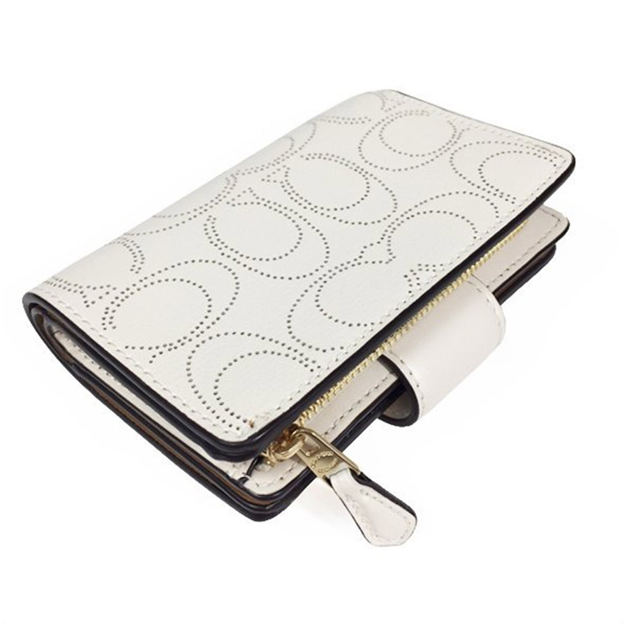 Ví Nữ Coach Medium Corner Zip Wallet In Signature Leather C4768 Màu Trắng