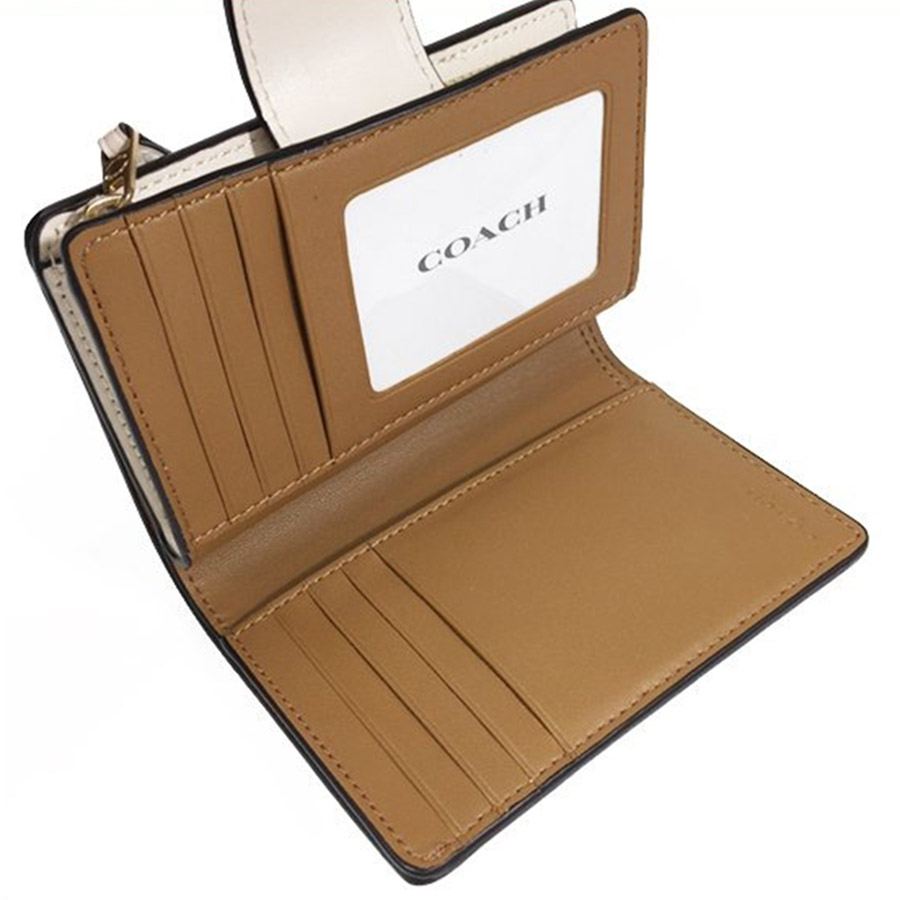 Ví Nữ Coach Medium Corner Zip Wallet In Signature Leather C4768 Màu Trắng