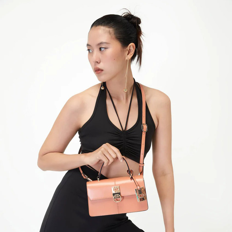 Túi Xách Lyn Damien Top Handle S Handbags LL22FBS204 Màu Cam