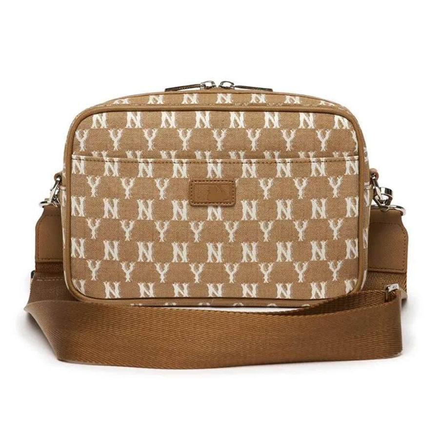 Túi Đeo Chéo MLB Monogram Jacquard Mini Crossbody Bag New York Yankees 32BGDC111-50BMN Màu Nâu Size 23
