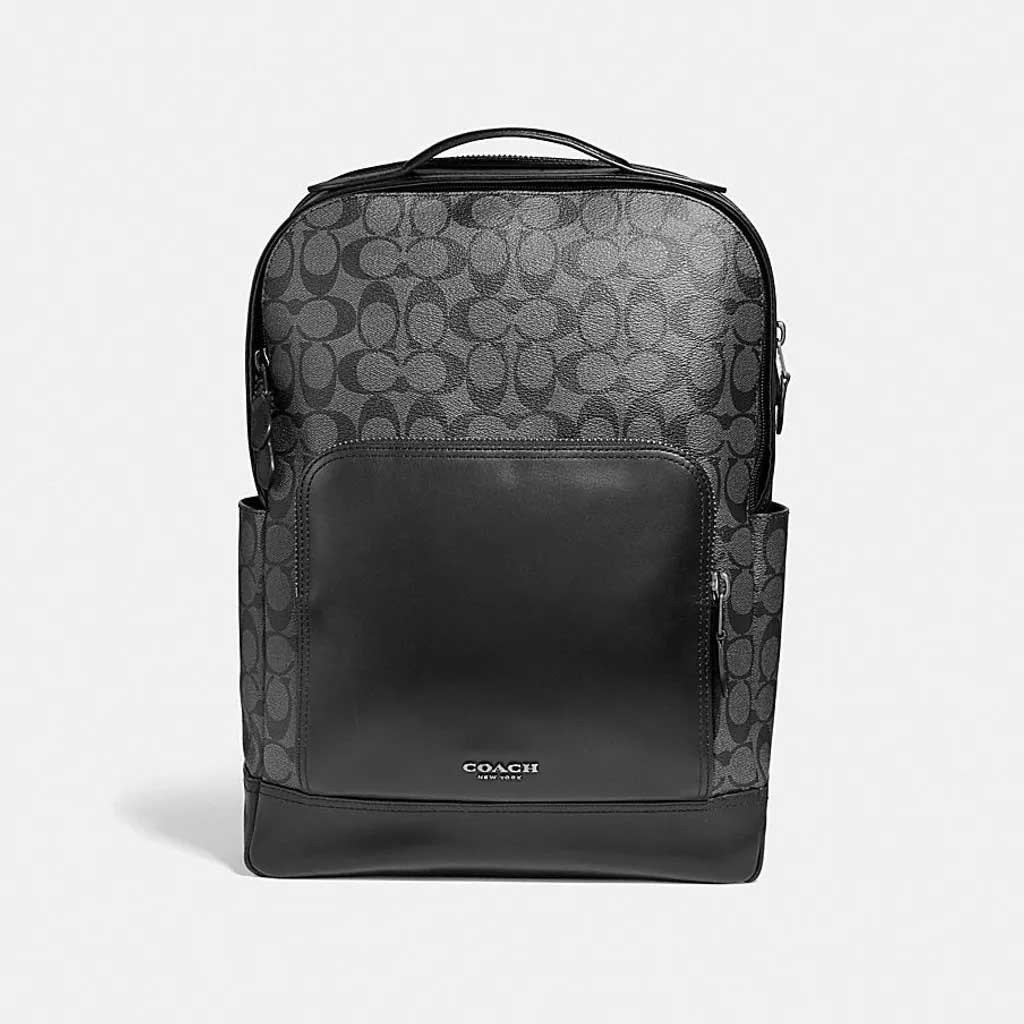 Balo Coach Nam Graham Backpack In Signature Canvas F38755 Màu Đen Xám