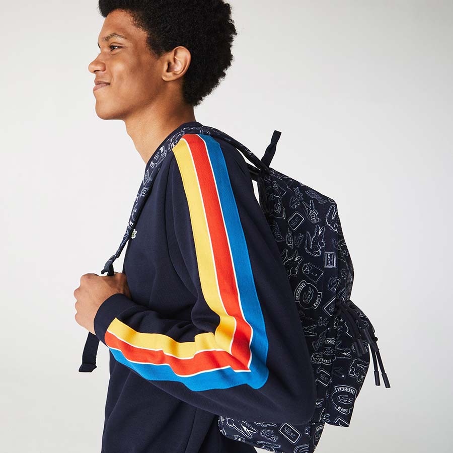Balo Lacoste Men's Neocroc Pattern Canvas Backpack NH3296NZ.F36 Màu Xanh Navy