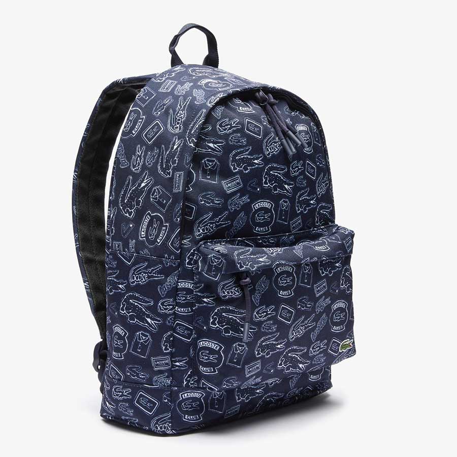 Balo Lacoste Men's Neocroc Pattern Canvas Backpack NH3296NZ.F36 Màu Xanh Navy