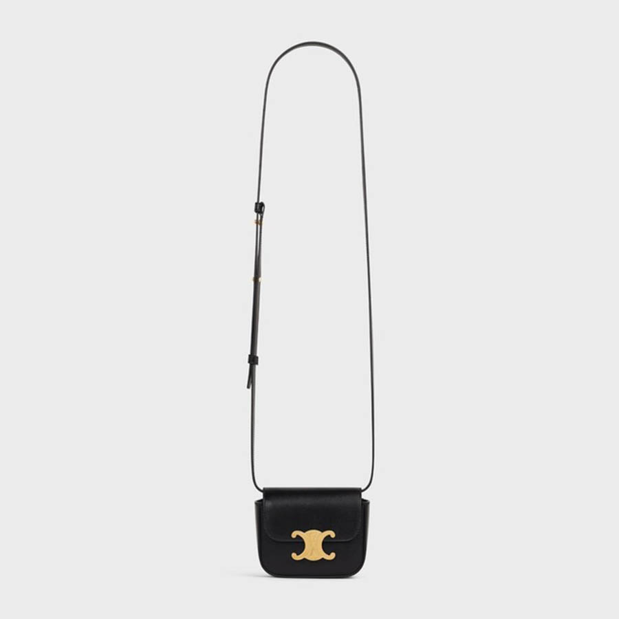 Túi Đeo Chéo Celine Mini Triomphe In Shiny Calfskin Black Màu Đen