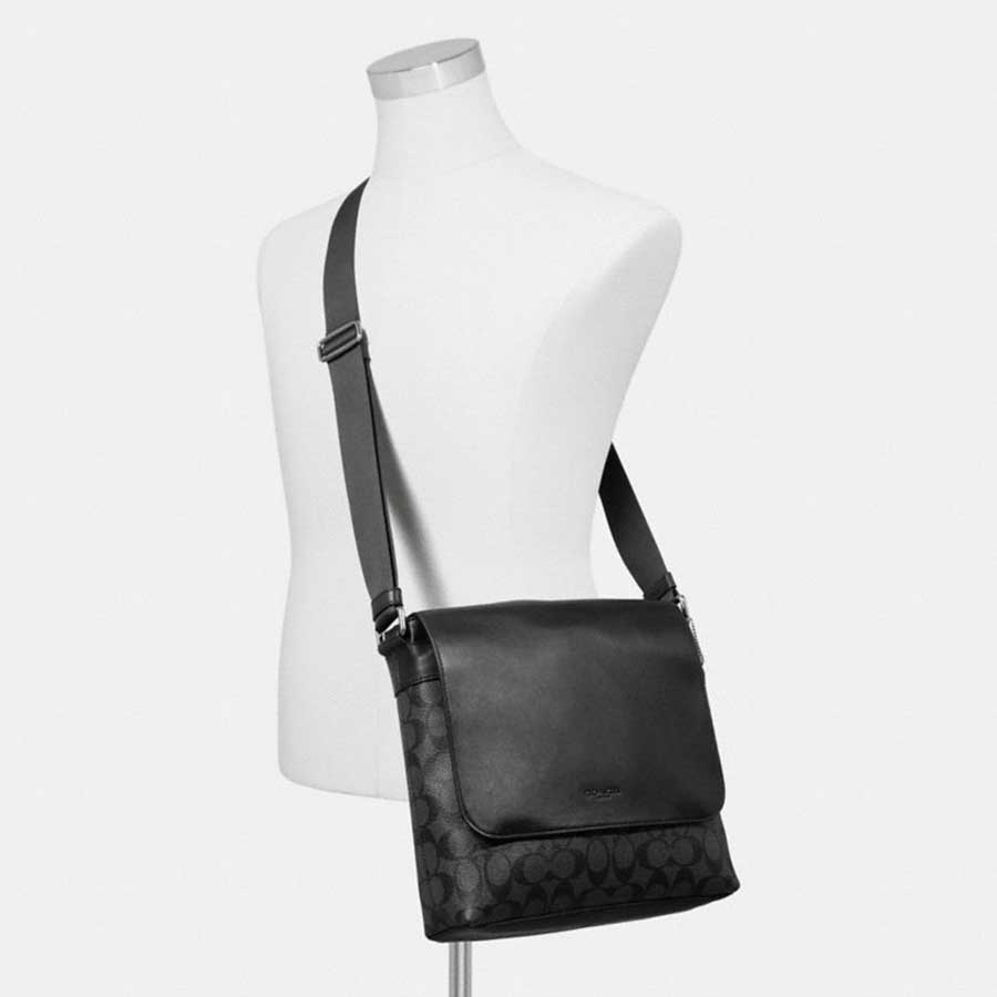 Túi Đeo Chéo Nam Coach Charles Small Messenger In Signature Canvas F54771 Màu Đen Xám
