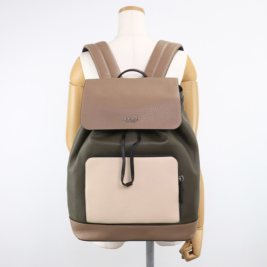 Balo Nam Coach Turner Backpack In Colorblock C5294 Màu Xanh Rêu/Be