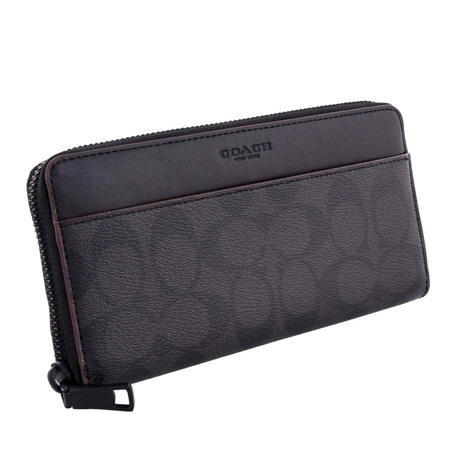 Ví Nam Coach Long Wallet Men's Signature Black F25517 Màu Đen Xám