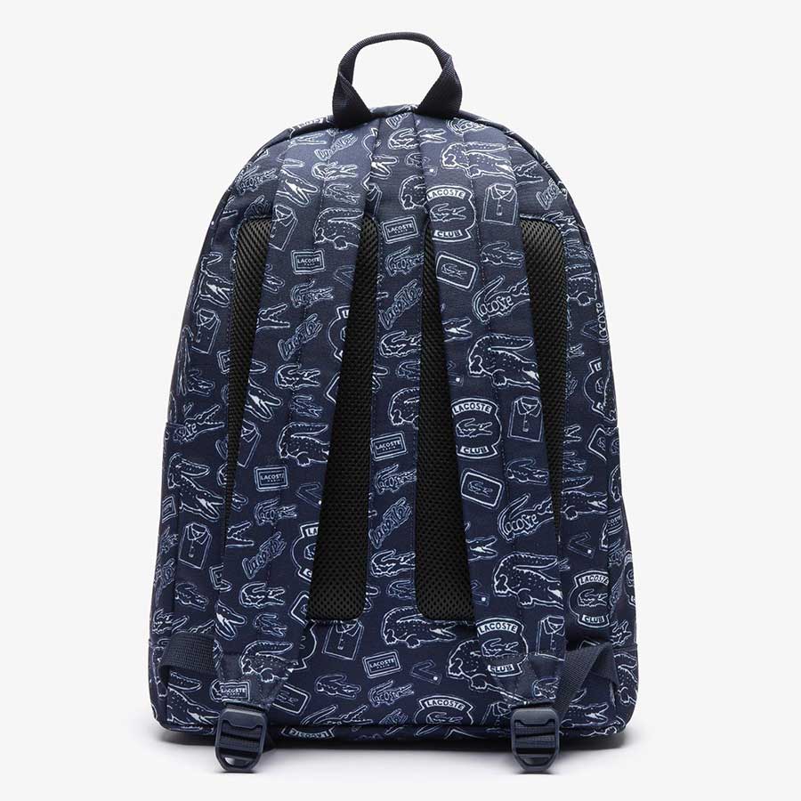 Balo Lacoste Men's Neocroc Pattern Canvas Backpack NH3296NZF36 Màu Xanh Navy