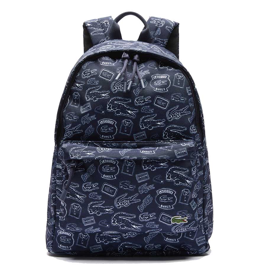 Balo Lacoste Men's Neocroc Pattern Canvas Backpack NH3296NZF36 Màu Xanh Navy