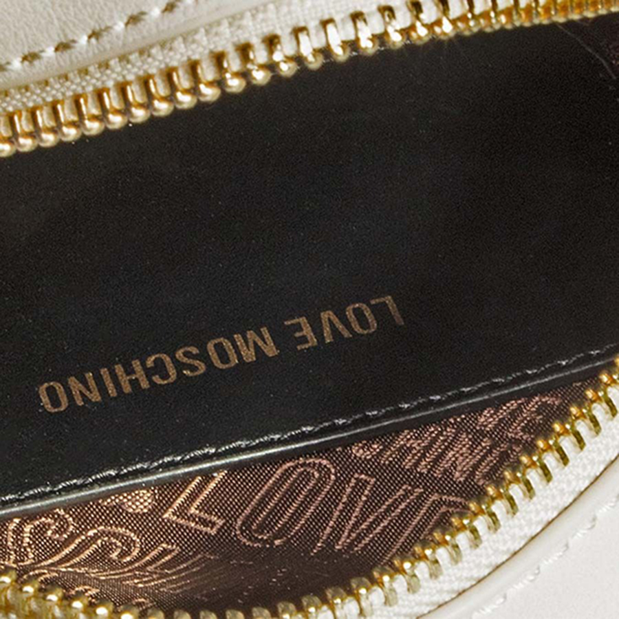 Túi Đeo Chéo Nữ Love Moschino Woven Gold Studs Shoulder Bag Synthetic Màu Trắng