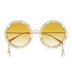 Kính Mát Nữ Gucci Gold Chain Sunglasses GG1113S 001 Màu Vàng