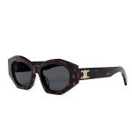 Kính Mát Celine Triomphe 08 Sunglasses In Acetate Red Havana CL40238U Màu Nâu/Xám