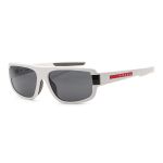 Kính Mát Nam Prada Men Linea Rossa 66mm White Rubber Sunglasses PS03WSF-TWK06F-66 Màu Xám Trắng