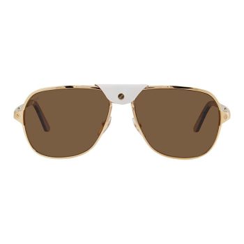 Kính Mát Nam Cartier Brown Pilot Men's Sunglasses CT0165S 010 Màu Nâu