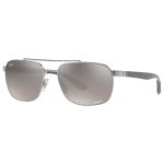 Kính Mát Nam Rayban Polarized Grey Chromance Rectangular Men's Sunglasses RB3701 004/5J 59 Màu Xám