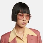 Kính Mát Nữ Gucci Pink Sunglasses With Logo GG0818SA 003 Màu Hồng