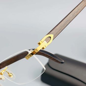 Kính Mắt Cận Cartier Signature C De Cartier CT0052O 005 Trong Suốt (Gọng Gỗ)