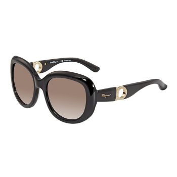 Kính Mát Salvatore Ferragamo Gradient Smoke Oval Sunglasses SF727S 001 53 Màu Đen