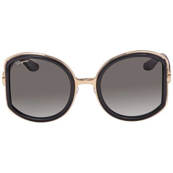 Kính Mát Salvatore Ferragamo Women Fashion Black and Rose Gold Sunglasses 52mm SF719S-001 Màu Vàng Đen