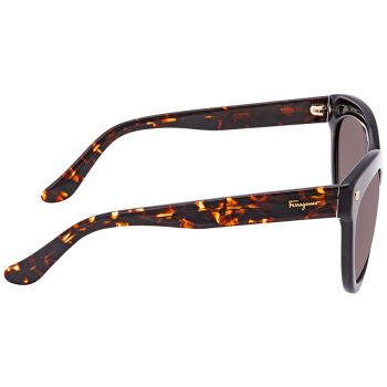 Kính Mát Salvatore Ferragamo Brown Gradient Cat Eye Sunglasses Black SF675S 001 55 Màu Nâu Đen